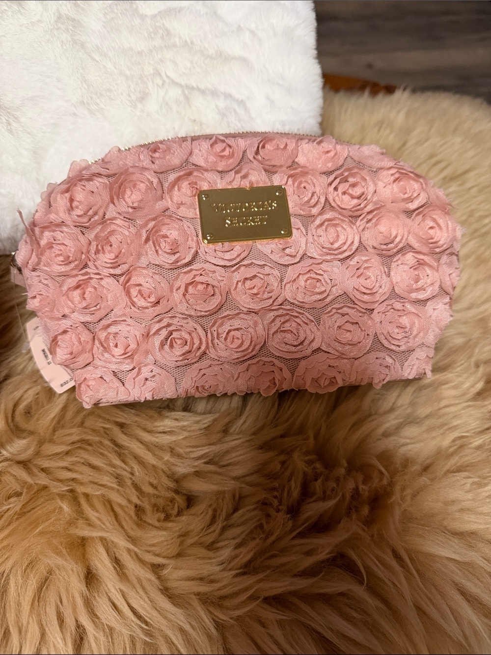 Victoria Secret Pink Studded Bling Mini Backpack & Pink Rosette Makeup Bag - Picture 6 of 12